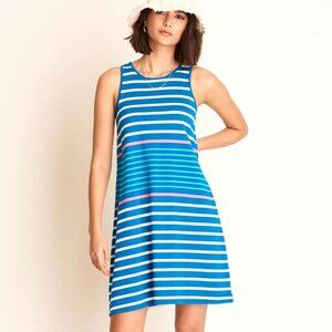 HATLEY Striped Blue Coral White Bella Tank Dress M